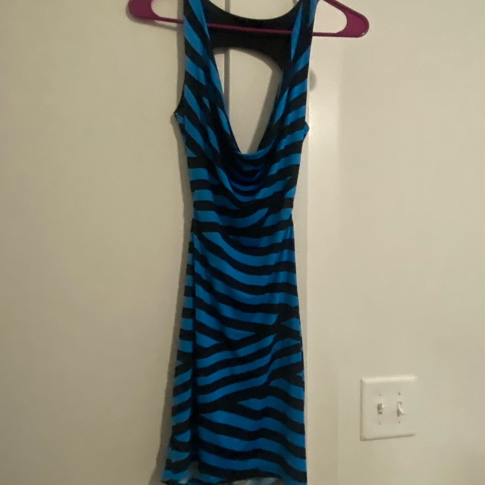 Striped Blue and Black Dress